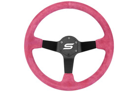 SLIDE steering wheel 350 mm suede pink - sport, 90 mm offset