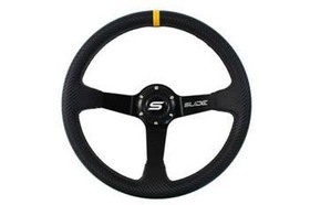 SLIDE steering wheel 350 mm carbon Yellow Strip - 90 mm offset