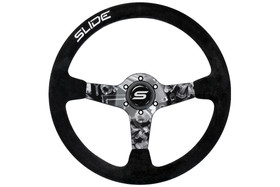 SLIDE steering wheel 350 mm suede hydrographic grey - sport, 90 mm offset