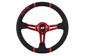 SLIDE steering wheel 350 mm leather red - 90 mm offset 