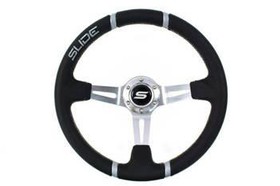 SLIDE steering wheel 350 mm leather silver - 90 mm offset 