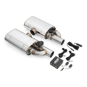 Transverse straight-through muffler kit with electric valve EV04 76/350