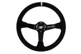 SLIDE steering wheel 350 mm suede Silver Strip - 90 mm offset