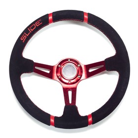 SLIDE steering wheel 350 mm suede red - 80 mm offset