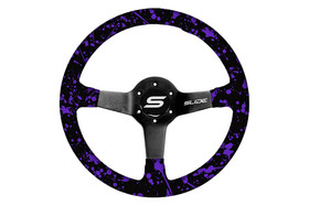 SLIDE steering wheel 350 mm wood hydrographic purple - 90 mm offset