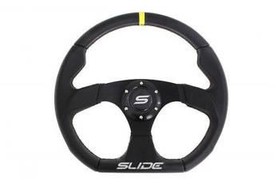 SLIDE steering wheel 350 mm leather yellow - 25 mm offset