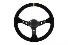 PRO sport steering wheel 350 mm yellow suede – 80 mm offset