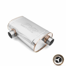 Sports Straight-Through Muffler E008 63/350 Elliptical – Embossed, Universal, Stainless Steel T304