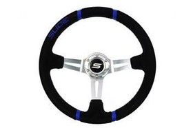 SLIDE steering wheel 350 mm leather blue - 90 mm offset