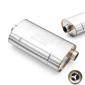 Sport Performance Exhaust Muffler E002 Elliptical – Embossed, Universal, Stainless Steel T304