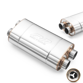 Sport Performance Exhaust Muffler E006 Elliptical – Embossed, Universal, Stainless Steel T304