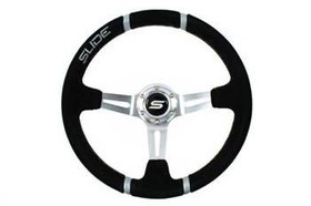 SLIDE steering wheel 350 mm suede silver - 90 mm offset 