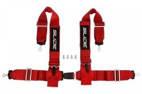 Racing seat belts SLIDE 4p 3" red