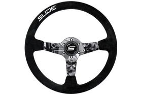 SLIDE steering wheel 350 mm suede hydrographic grey - sport, 90 mm offset