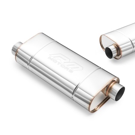 Sport Performance Exhaust Muffler EM003 Elliptical – Embossed, Universal, Stainless Steel T304