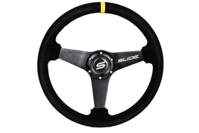 SLIDE steering wheel 350 mm suede yellow - 20 mm offset 
