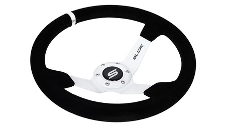 SLIDE steering wheel 350 mm suede white - 90 mm offset 