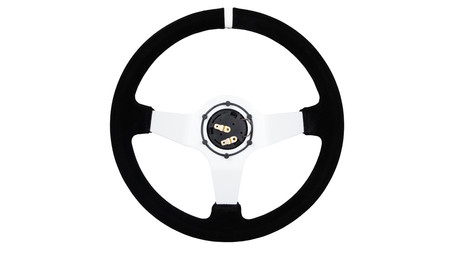 SLIDE steering wheel 350 mm suede white - 90 mm offset 