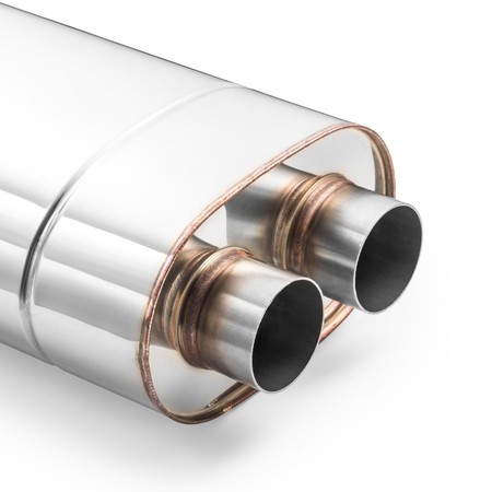 Sport Performance Exhaust Muffler E006 Elliptical – Embossed, Universal, Stainless Steel T304