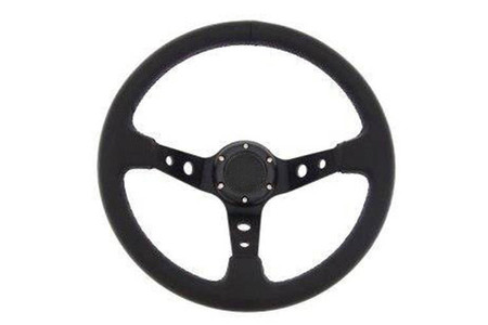 Kierownica sportowa PRO 350 mm czarna skórzana – offset 80 mm