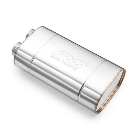 Sport Performance Exhaust Muffler E010 Elliptical – Embossed, Universal, Stainless Steel T304