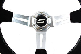 SLIDE steering wheel 350 mm suede silver - 90 mm offset 