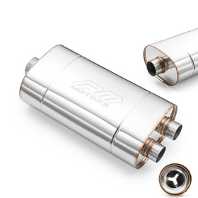 Sport Performance Exhaust Muffler E004 Elliptical – Embossed, Universal, Stainless Steel T304