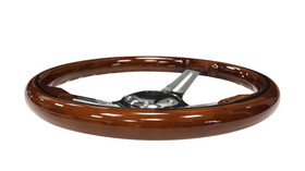 Kierownica 350 mm – drewno, srebrna  
