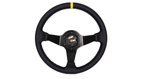 SLIDE steering wheel 350 mm leather Yellow Strip - 90 mm offset 