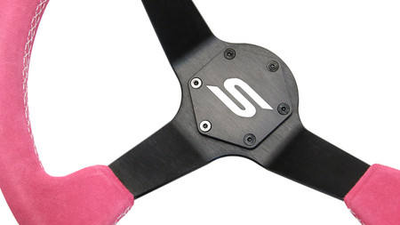 SLIDE steering wheel 350 mm suede pink - sport, 90 mm offset 