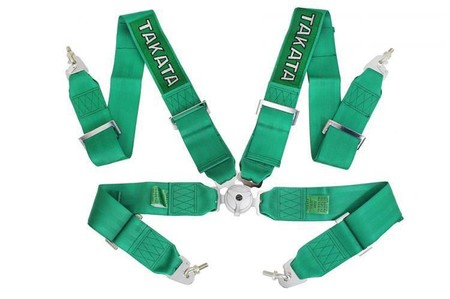 Racing seat belts 4p 3" Green - Takata Replica