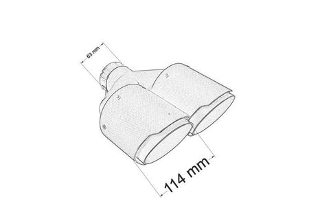 Dual exhaust tip 2×114 mm, inlet 63 mm – carbon