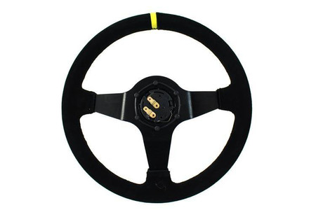 SLIDE steering wheel 350 mm suede Yellow Strip - 90 mm offset 