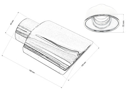 Końcówka tłumika 120×75 mm, wejście 63 mm – polerowana