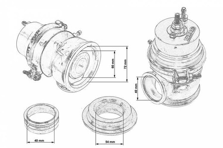 Wastegate zewnętrzny 60mm 1.6 Bar V-Band Czerwony