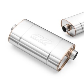 Sport Performance Exhaust Muffler E002 Elliptical – Embossed, Universal, Stainless Steel T304