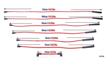 Przewody zapłonowe Jaguar Daimler XJS 5.3L V12 88-94 Czerwone