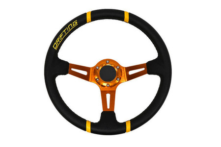PRO sport steering wheel 350 mm black leather – 80 mm offset