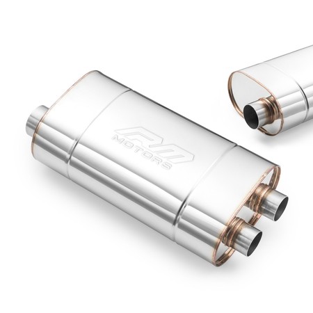 Sport Performance Exhaust Muffler E005 Elliptical – Embossed, Universal, Stainless Steel T304