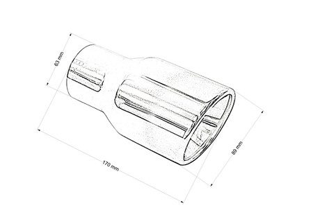 Exhaust tip 89 mm, inlet 63 mm – polished, burnt