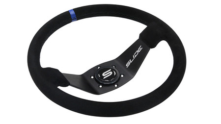 SLIDE steering wheel 350 mm suede black Blue Strip - 90 mm offset