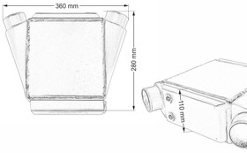 Intercooler wodny 220x200x110 2,5" 2x45st