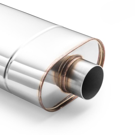 Sport Performance Exhaust Muffler EM001 Elliptical – Embossed, Universal, Stainless Steel T304