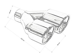 Podwójna końcówka tłumika 2×89 mm, wejście 60 mm – polerowana, prawa