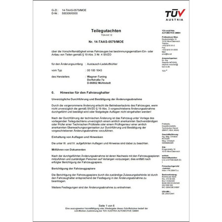 Intercooler BMW 3 Series F30 F31 F34 F35 325d EVO1 Wagner Tuning