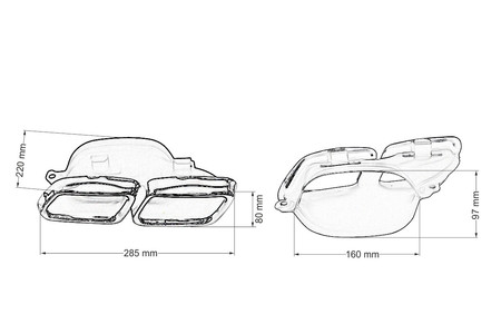 Końcówka tłumika 285×80 mm, wejście 160×97 mm – Mercedes W212