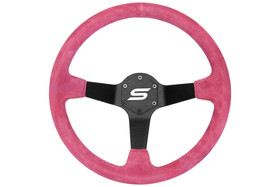 SLIDE steering wheel 350 mm suede pink - sport, 90 mm offset 