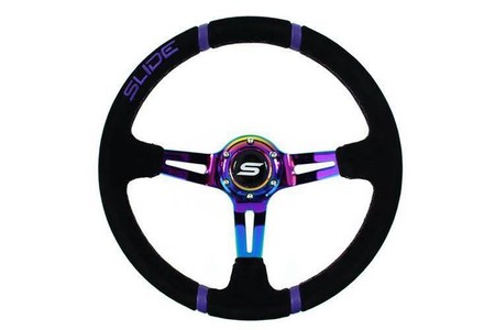 Sport steering wheel SLIDE 350mm offset:90mm Suede NeoChrome