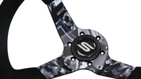 SLIDE steering wheel 350 mm suede hydrographic grey - sport, 90 mm offset