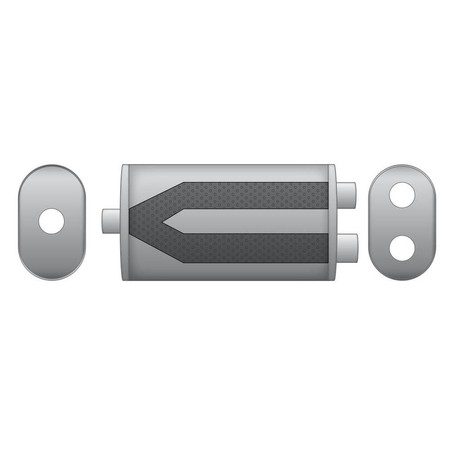 Sport Performance Exhaust Muffler E004 Elliptical – Embossed, Universal, Stainless Steel T304